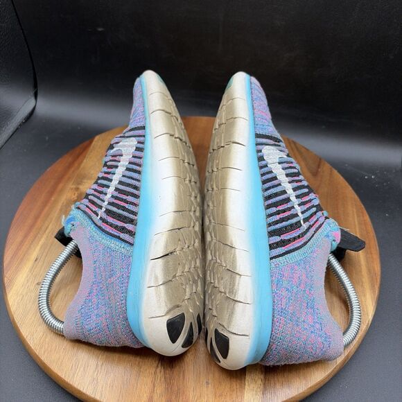 Nike Free RN Flyknit Motion Women’s Size 8.5 Running Shoes Purple Gamma Blue - Picture 6 of 8